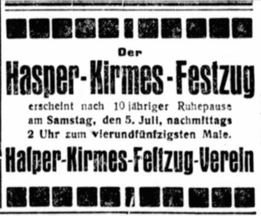 1924: Erster Kirmes-Zug nach zehn Jahren