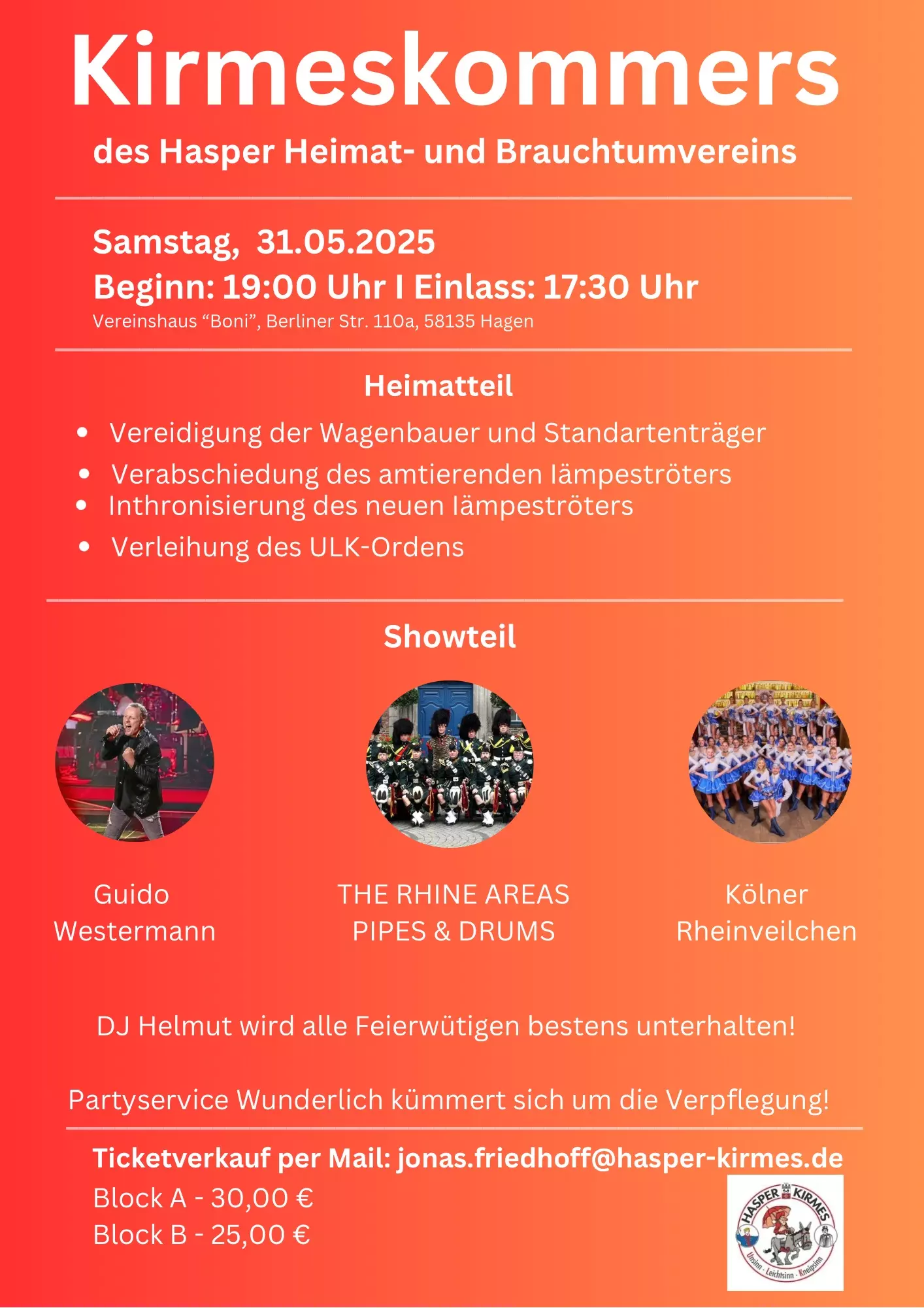 Kirmeskommers am 31.05.2025